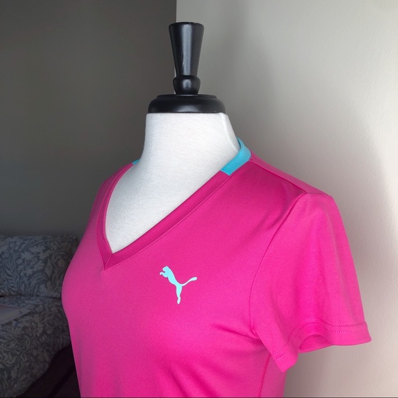 Puma Jasmine Pink V-Neck Training Tee (Medium) - Picture 4 of 8